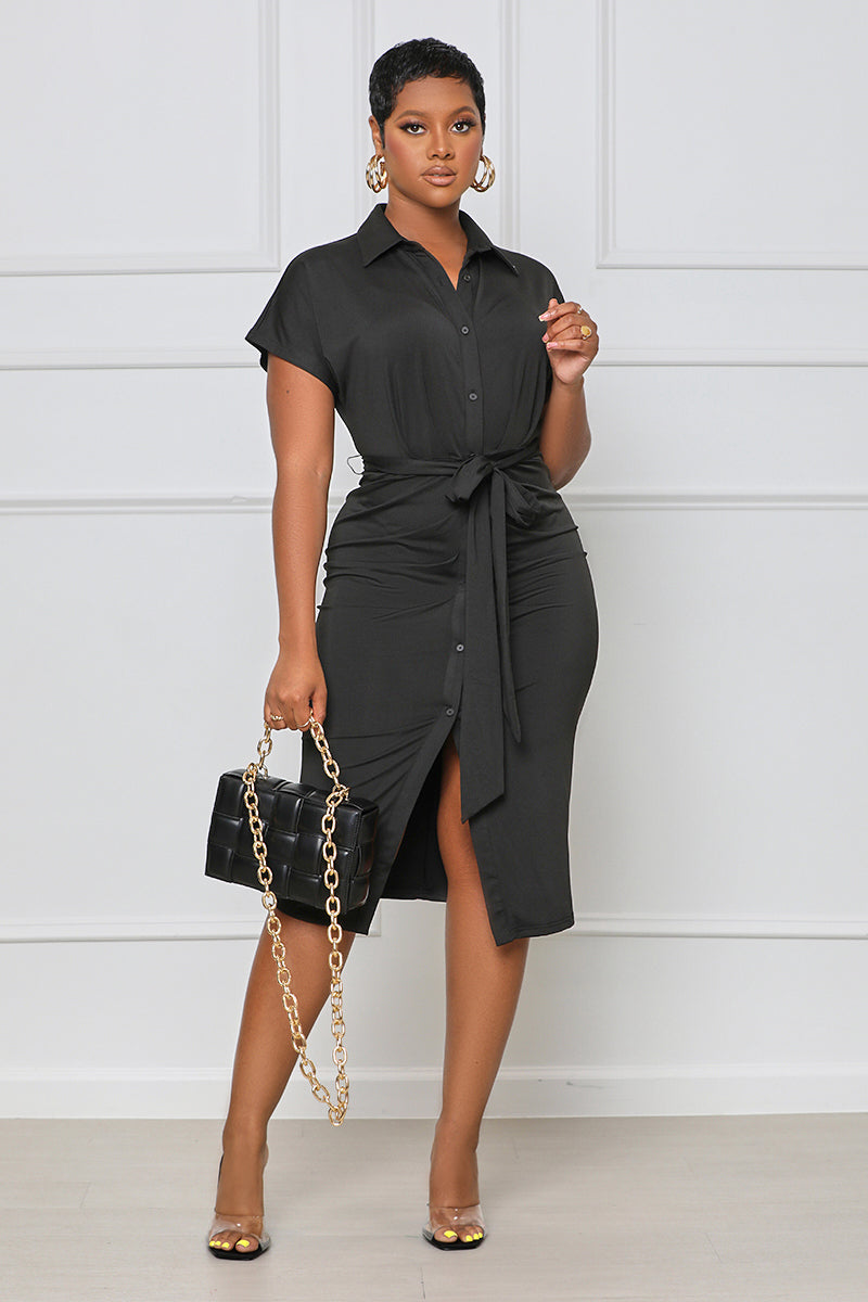 Chic Me Out Midi Dress (Black) - Lilly ...